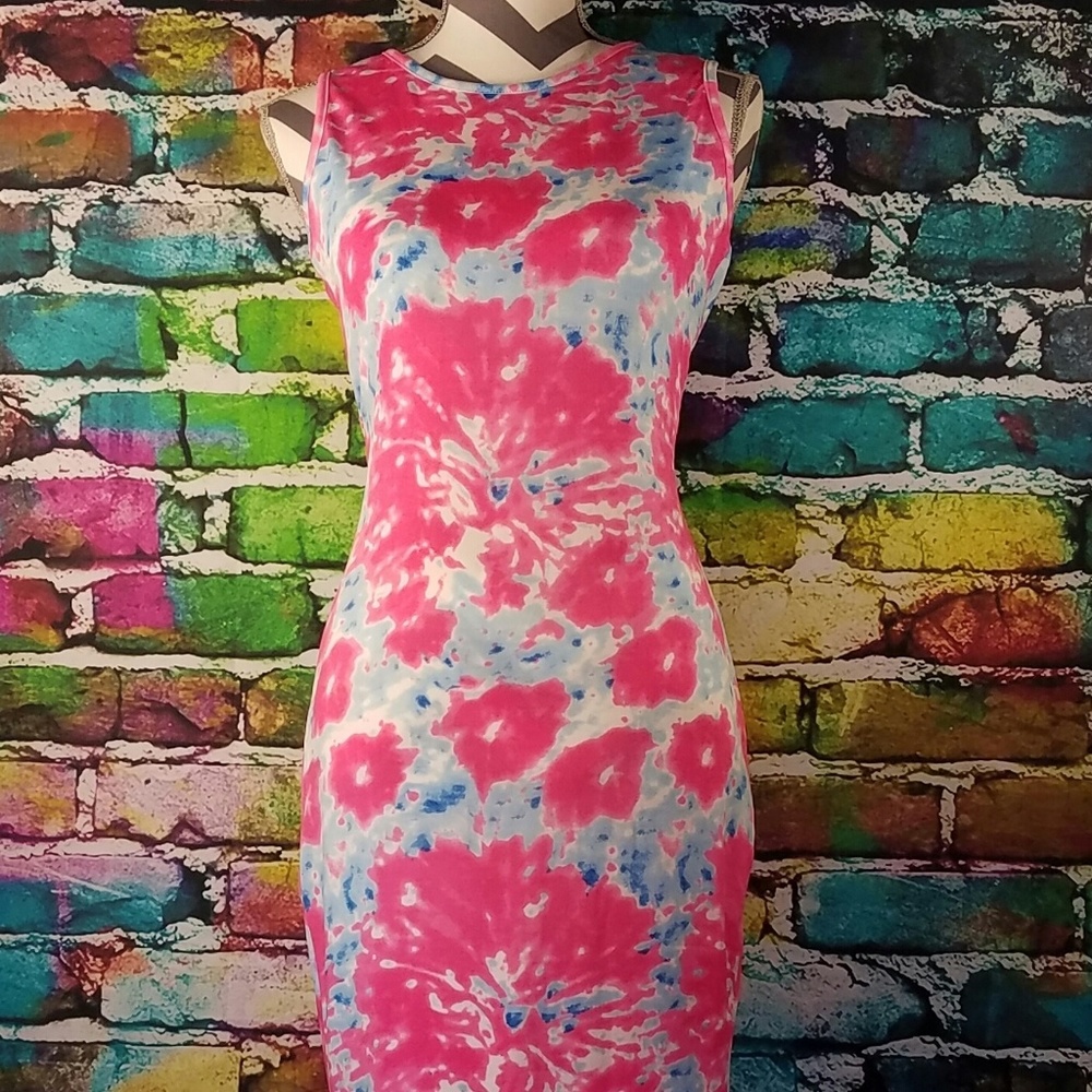 Pink Tiedye Midi Dress